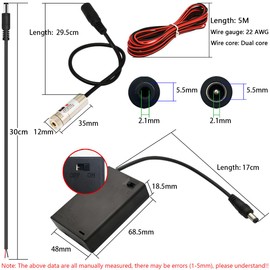 CTRICALVER Laser Module Adjustable Focal Kit, 405nm Industrial Laser Module Diode 3-5V 2.1mm DC Plug +Power Supply kit (Light Source Shape: Purple piont)