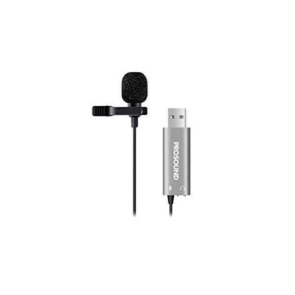Prosound USB Lavalier Microphone PROS-11AU4 Omnidirectional Condenser Lapel Mic Hands