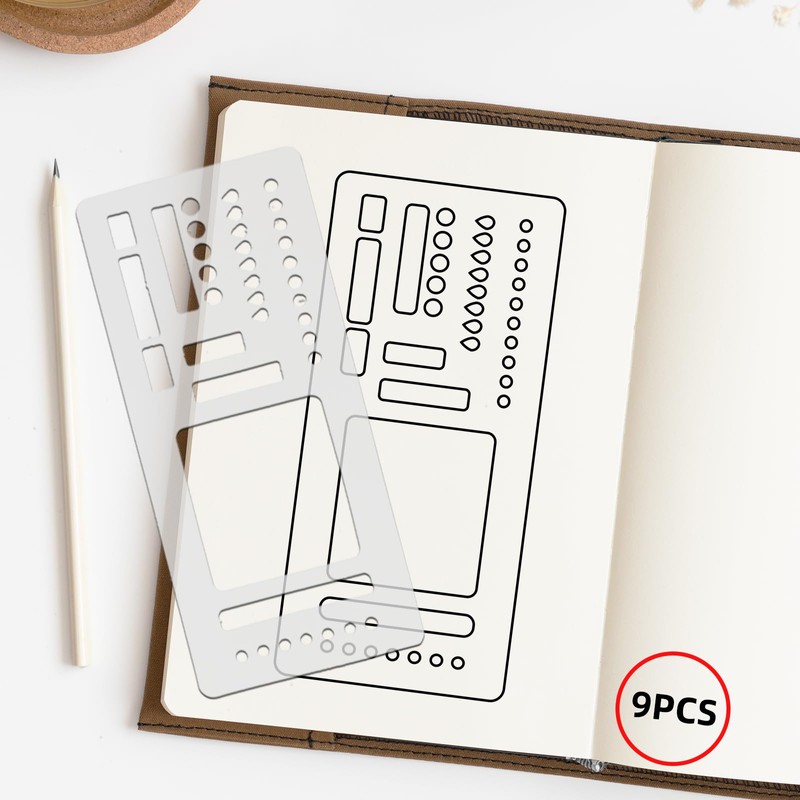 9 Pack Handmade Flexible Record Template, Reusable Planner Stencils Templates