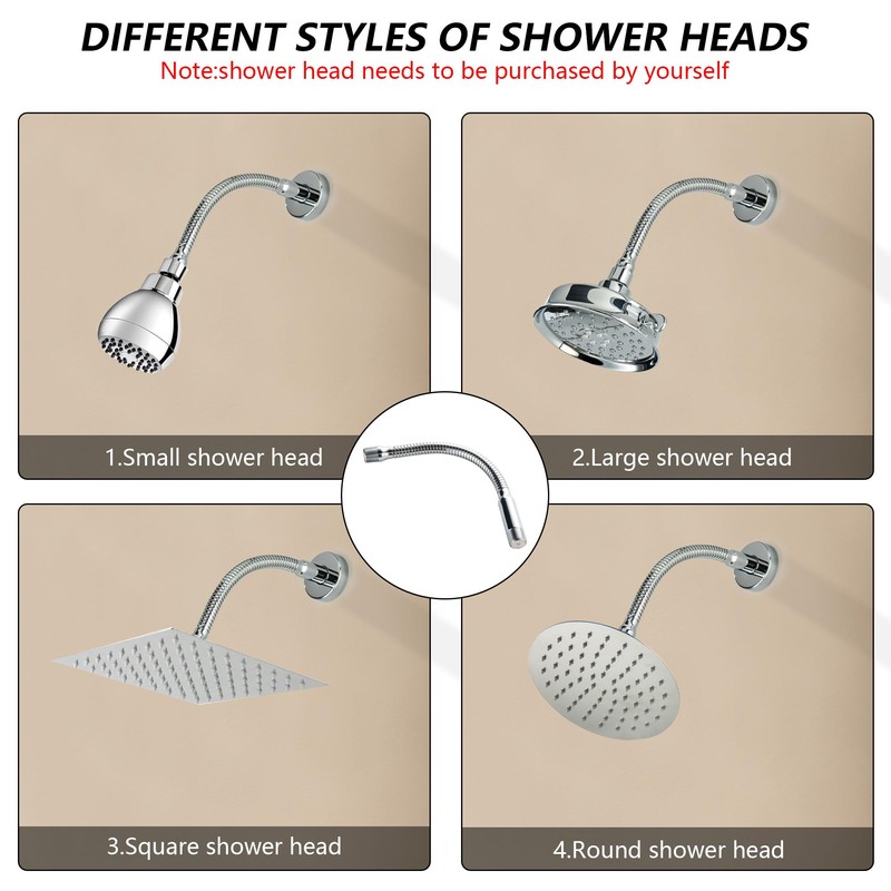 DOUBLUOEG Adjustable Shower Arm, Chrome 11.8 Inches Shower Head Extension