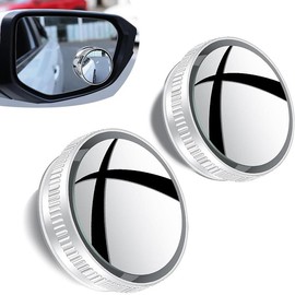 Car Rearview Mirror Suction Cup Small Round Mirror Car Reversing 360 Auxiliary Ultra-Clear Reflective Blind Spot Large Field of View Wide Angle,Blind Spot Mirrors Vehicle Autos - Colour: 2 pcak [silver]