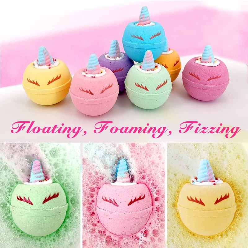 Unicorn Bath Bombs for Kids, 9 Large Kids Bath Salts