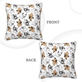Wisedeal Pack of 2 French Bulldog Throw Pillow Covers 18 X 18 Inches, Dog Puppy Decorative Cushion Covers Pillowcase for Sofa Couch Bedroom Car Office