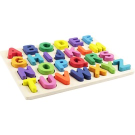 Wooden Alphabet Puzzle (for toddlers 2 to 5 years of age. Thick wood pieces are easy to handle.)