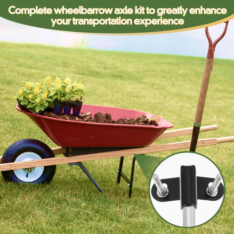 Blulu 2 Set Heavy Duty Wheelbarrow Axle Bracket Set Compatible