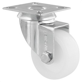 Wagner Eco 03125001 Swivel Castor Diameter 50 mm, Height 70 mm, Galvanised Steel, White, Mounting Plate, Load Capacity 50 kg