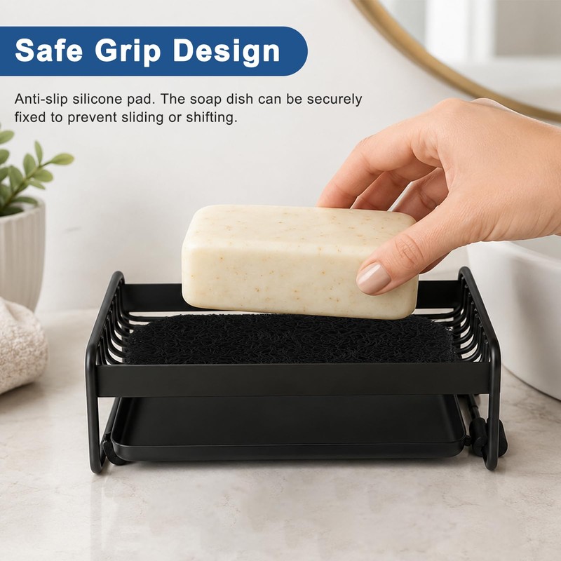 Soap Dish & Pad for Shower, Carbon Steel Bar Soap
