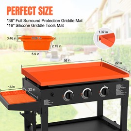 joyhalo Full-Edge 36" Blackstone Silicone Griddle Cover, with 16" Silicone Spatula Mat and Grease Cup Liners, Perfect Combination for Blackstone Griddle for All-Season Outdoor Use