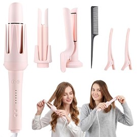 Rizador de Cabello Automático Profesional 3 en 1, Juego de Rizadora de Pelo Iones Negativos con 2 Barriles 40mm 28mm, Rizadora para Peinado Antiquemaduras Temperatura Ajustable para Todo Tipo de Pelo