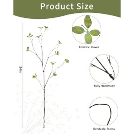 DuHouse 34" 5Pcs Artificial Ficus Branches Fake Greenery Stems Faux Ficus Twig Plants for Home Office Table Centerpieces Garden Vase Filler Decoration(Green)