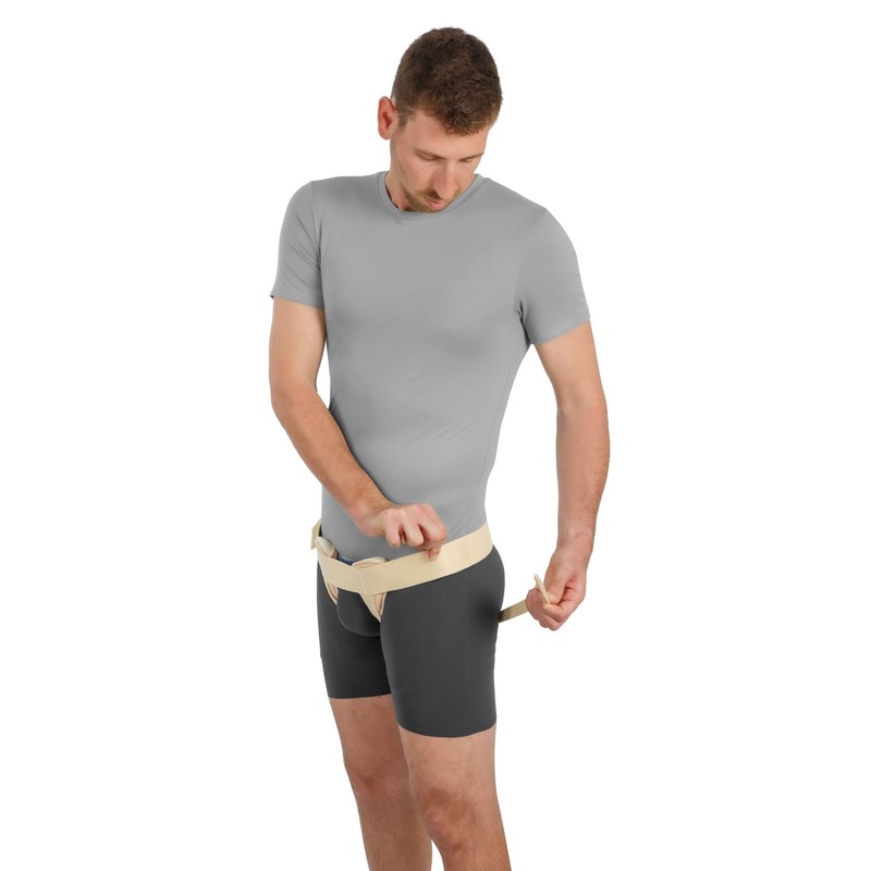 Movibrace Inguinal Groin Hernia Belt Beige (Medium, Double)