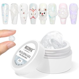MIZHSE Solid Builder Gel, Aurora White Non-Sticky Hand Sculpting Gel for Nails, Mermaid Pearl 3D Nail Art Building Carving Modeling Hard Extension Soak Off U V LED Manicure Salon Home DIY 15g