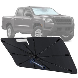 Visufy Windshield Sun Shade Custom Fit for Nissan Frontier 2022-2025, Foldable Front Window Sunshade Umbrella with 360° Rotating Shaft, Car Shades for Heat Protection