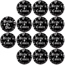 Serencatcher Gothic Bachelorette Party Favors 16pcs Gothic Theme Bride and Team Bride Button Pins Gothic Bachelorette Pinback Badge for Gothic Theme Bridal Shower Wedding Party Favors