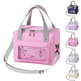 jiuzcare 9L Lunch Bags, Insulated Bags, Cool Bag, Small Picnic Bag, Lunch Bag, Women's Elegant Work Bag, Cooler Compartment, Thermal Bag with Large Capacity, Adults, Pink