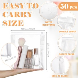Xuniea 50 Pieces Mini Clear Makeup Bag Organizer Pouches Small PVC Waterproof Makeup Bag Plastic Cosmetic Organizer Bag with Zipper for Women Men Travel Vacation(7.1'',Transparent)