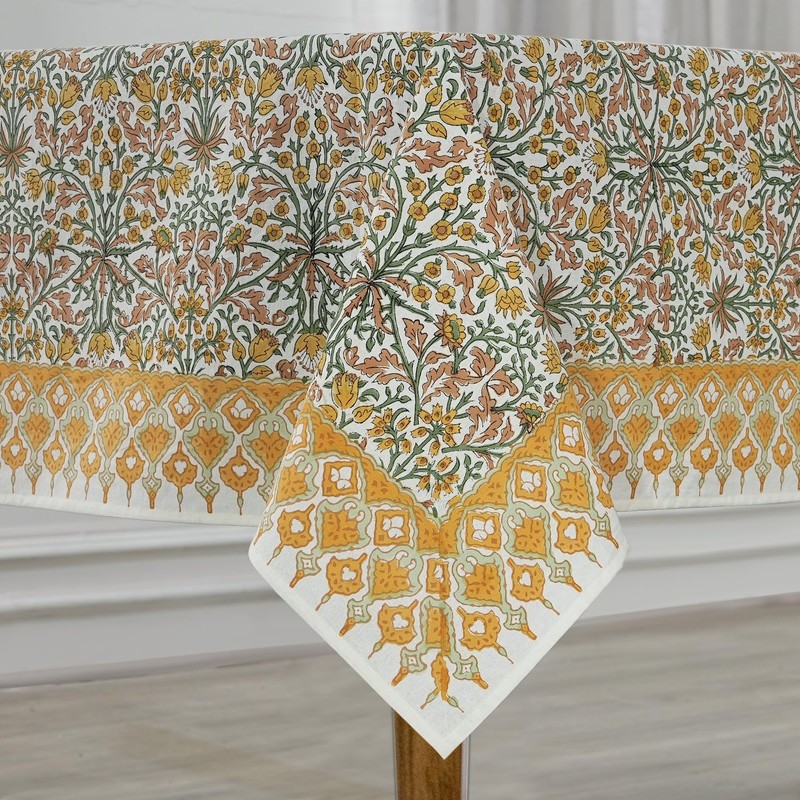 Ridhi Tablecloth Block Print Washable Table Cover for Gifts, Home,