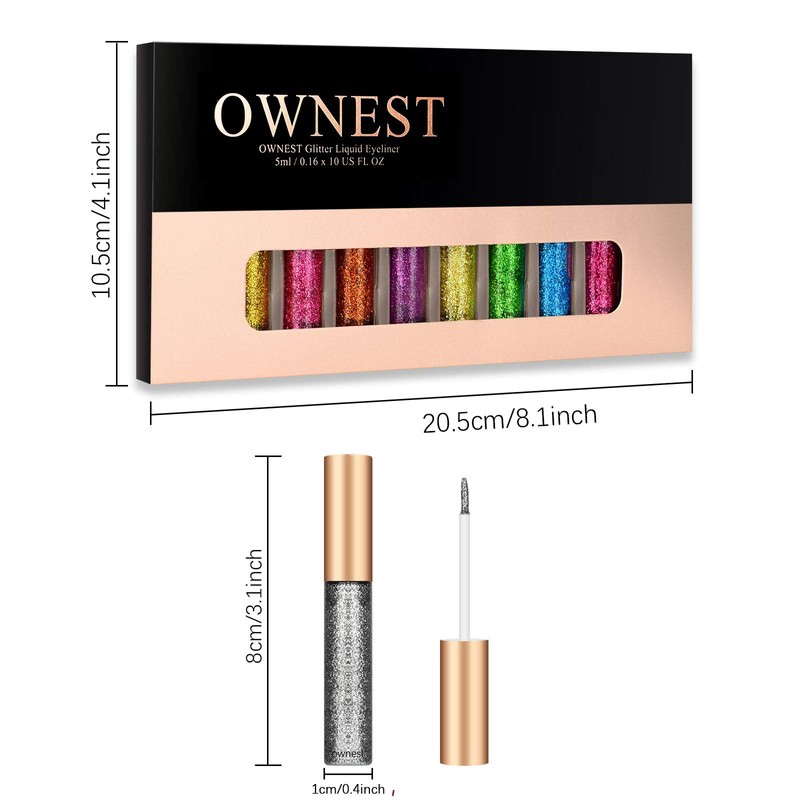 Freeorr 10 Colours Liquid Glitter Eyeliner, Metallic Shimmer Glitter Eyeshadow,