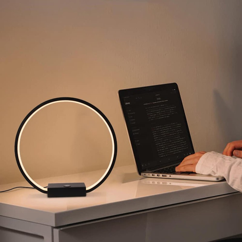 MASIVEL LED Circle Table Lamp Touch Control 3-Way Dimmable Bedside