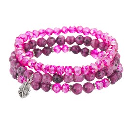 GoPaw Bead Bracelet Stretch Women's Bracelet, Crystal Stretch Women's Bracelet Multilayer Boho Bracelet for Women Birthday Gift, One size, Crystal and Natural Stone, No Gemstone