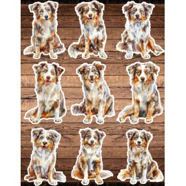 Unbranded Australian Shepherd Die Cut Vinyl Stickers Set Scrapbooking Laptop Waterbottle