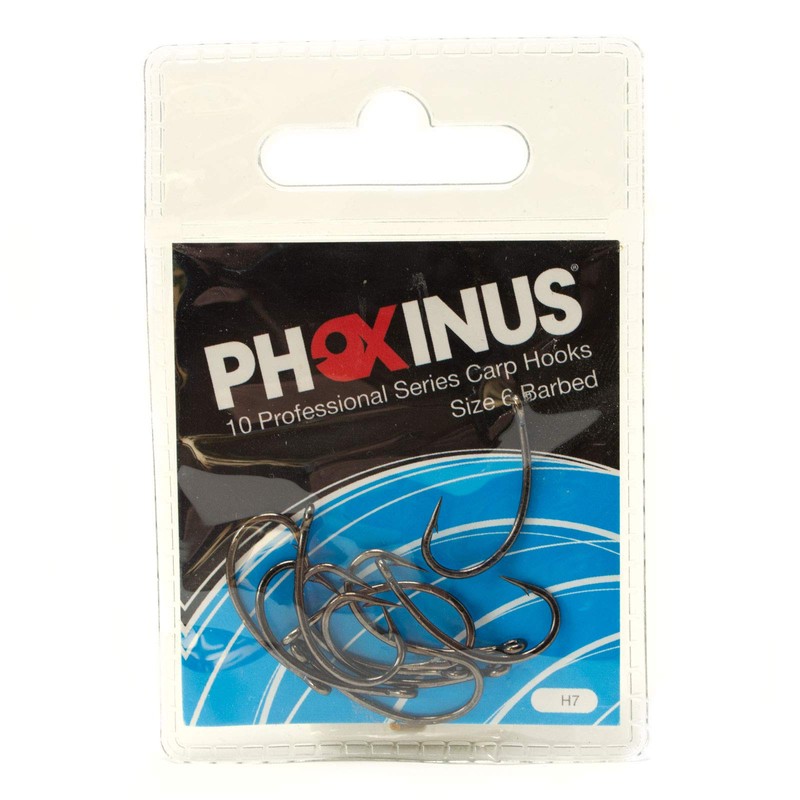 Phoxinus Curve Shank Carp Hooks, 50 Pack, Barbless, Size 12.