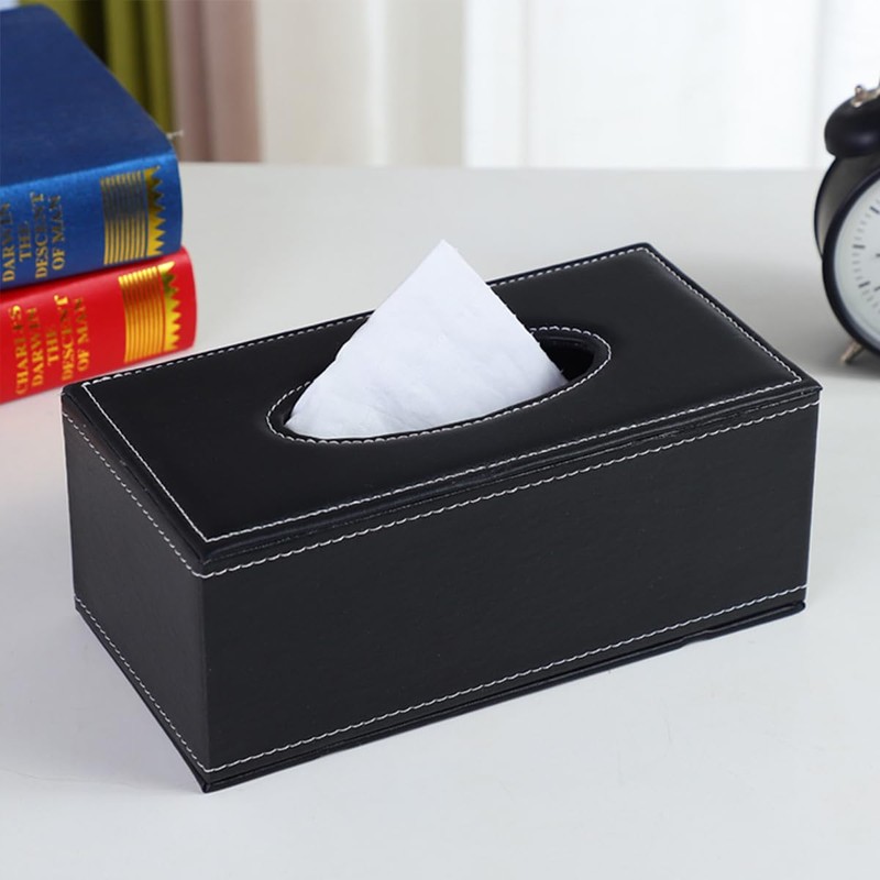 AIMALL Elegant PU Leather Tissue Box - High-End Decorative Rectangular