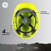 GE Cap Style Hard Hat, 4-Point Ratchet Suspension, Earmuff Slots,