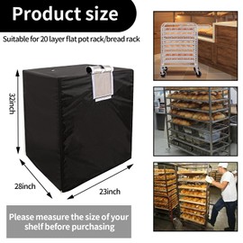 JRAIYBZ Bread Rack Cover,Pan Rack Cover With Zipper,Pan Rack Cover With Vents,210D Waterproof Bun Pan Sheet Rack Cover,Bakery Single Rack Covers.Fit 20 Tier / 10 Tier Bakery Rack (32x28x23 inches)