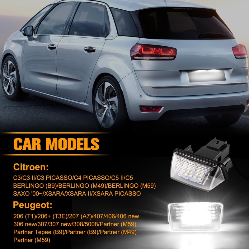 OZ-LAMPE Number Plate Lights for Citroen C3 C4 C5 II