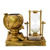 Globe-Themed Pencil Holder with Hourglass, Resin Desktop Organizer for Office