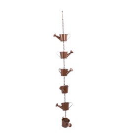 Rain Chain Watering Can Bucket Shaped Decorative 6 Cups Rainwater Diverter Hanging Rain Chain for Gutter Downspout Garden Yard