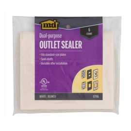 M-D Building Products 87916 White Outlet Sealers for Standard & GFCI Outlets (Pack of 6)