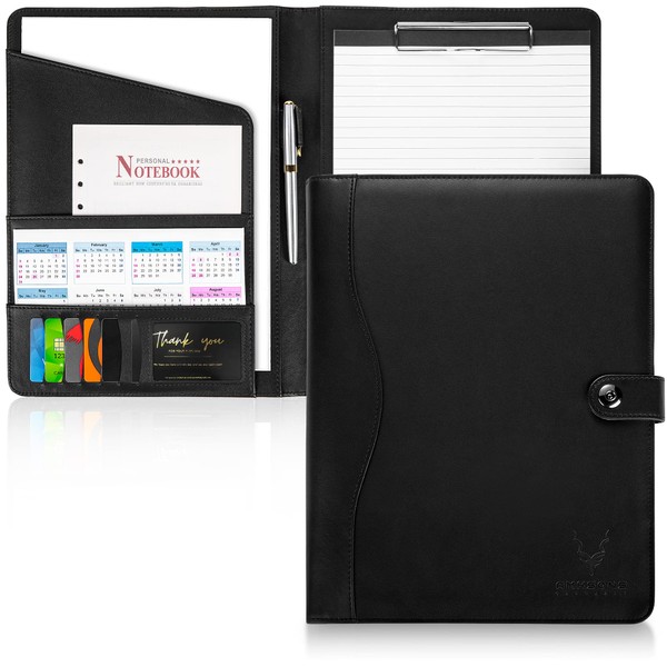 AMKSONS A4 Writing Case in Black Including Clipboard & DIN