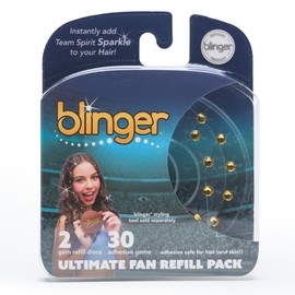 blinger® Ultimate Fan Refill Pack with 30 Precision-Cut Glass Crystals |Instantly Sparkle in Team Spirit Colors | Hair-Safe – Bling In Brush Out - Gold