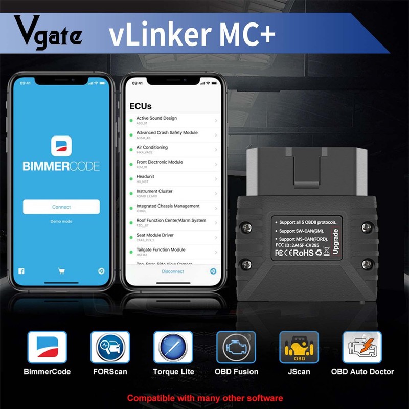 Vgate vLinker MC+ (BT3.0/BLE4.0) OBD2 Scanner Code Reader Diagnostic Scan
