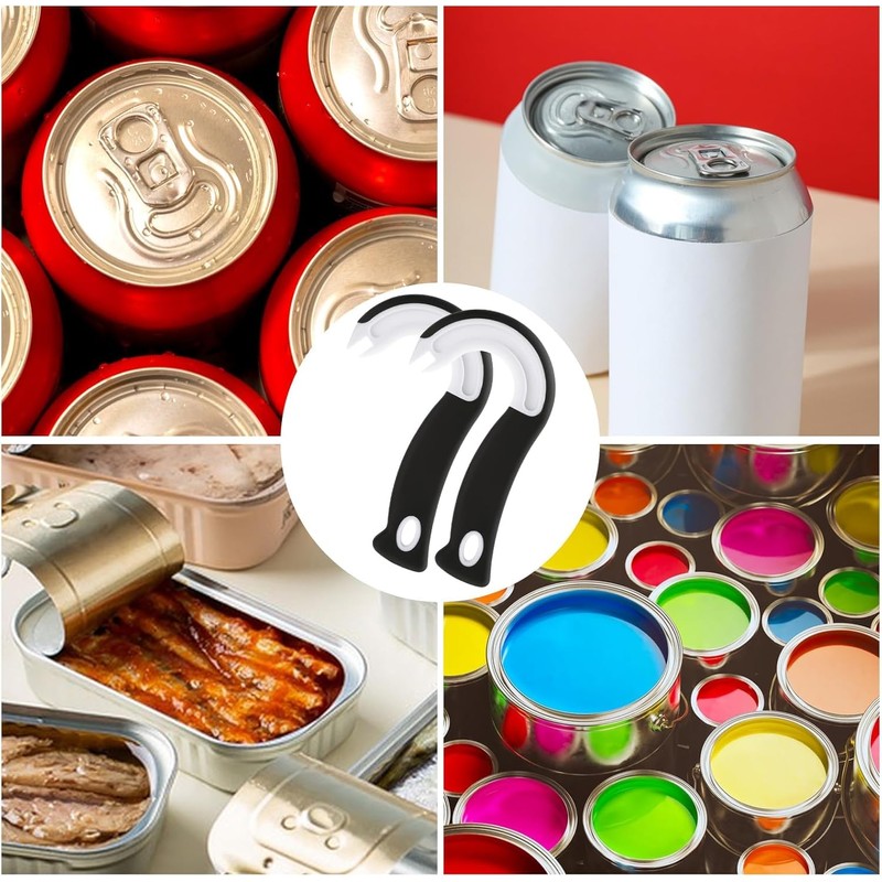 Zhenghebuy 2 Pcs Ring Pull Can Opener Aid,Effortless J-Shaped Can