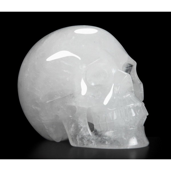 Huge 5.0" Angolan Quartz Rock Crystal Carved Crystal Skull, Realistic.