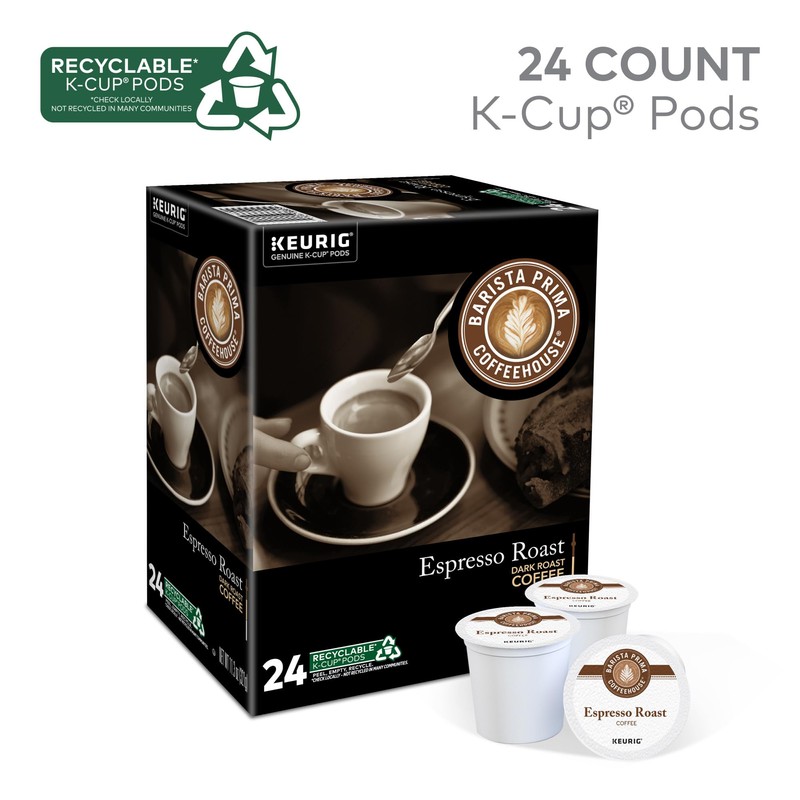 Barista Prima Coffeehouse Espresso Roast Coffee, Keurig Single Serve K-Cup