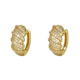 Golden Women's Hoop Earrings Stripes for Women Gold 5A Zirconia Earrings Gifts for Her Shiny Birthday Gift Twisted Silver Design Jewellery, Silver 18K gold plated, Cubic Zirconia