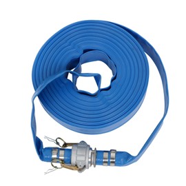 HOSTIC 1.5" x 100ft PVC Lay Flat Discharge Hose With Aluminum Camlock C and E Fittings, Heavy Duty Reinforced Pump Backwash Hose