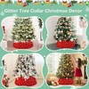 FCSJOST Christmas Red Tree Collar Round Sequin Christmas Tree Skirt