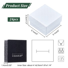nbeads Pack of 24 Cardboard Jewellery Boxes, 5.1 x 5.1 x 3.3 cm White Square Gift Box with Black Sponge for Jewellery Gift Packaging