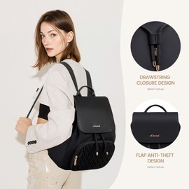 LOVEVOOK Backpack Womens 14 Inch Small Fashion Rucksack Bag for Ladies Waterproof Handbag Shoulder Bags for Girls Anti-theft Mini Casual Back Packs for School Work Travel, Black