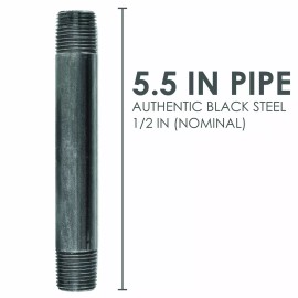 Pipe-Decor.com 1/2  in. X 5 1/2 in. Black Pipe 6 Pack