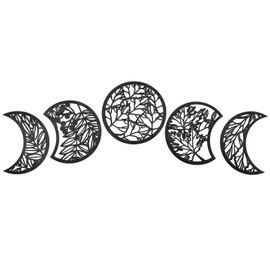 5PCS Moon Phase Wall Decor, Phases of the Moon Wall Decor, Moon Wall Art, Wall Decor Wall Hangings, Black Room Decor, Wooden Home Decorations
