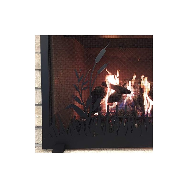 Design Specialties Fireplace Screen Pond Design (Textured Black, Small)