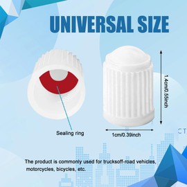 Middrivr 20PCS Car Valve Stem Cap, Tire Valve Caps, Tire Stem Valve Caps with O Rubber Ring, Plastic Tire Valve Dust Caps, Auto Accessories Universal Stem Covers for Trucks Motorcycles (White, 20PCS)