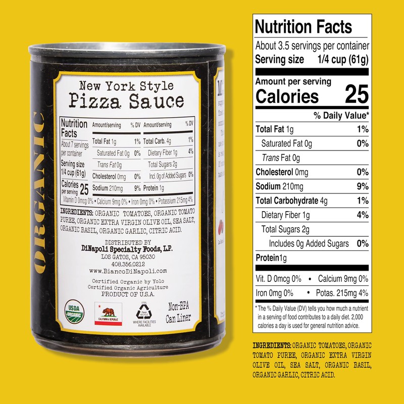 Bianco DiNapoli Organic NY Style Pizza Sauce - Vine Ripened