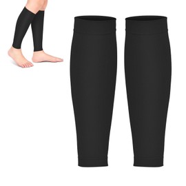 Footless Leg Socks Leg Compression Socks for Sport Varicose Vein Calf Sleeves 20 30mmHg Calf Compression Sleeves 2 Pairs (Black)